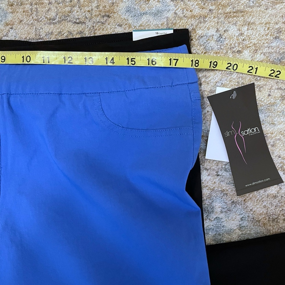LOT of 2 Slim-Sation by Multiples Capris Black & Blue Sz 16 - Picture 14 of 15